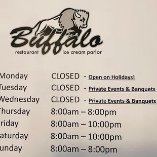 New Hours Effective February 2024