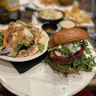 Elk burger and side salad