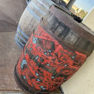 Whiskey Barrel Art.