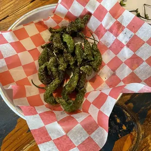 Shishito peppers from happy hour menu