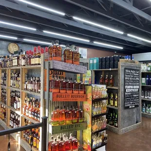 the inside of a liquor store