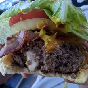 Huge &amp; messy bison patty juicy lucy