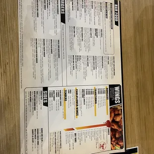 the menu and prices
