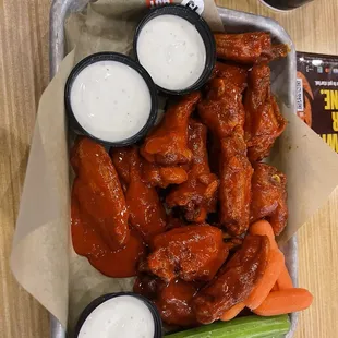15 Traditional Wings (hot buffalo) with extra veggies
