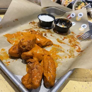 Sauced up spicy garlic boneless wings.
