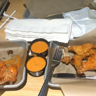 Boneless wings and regular wings