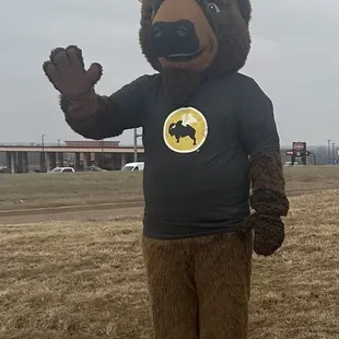 Buffalo mascot was even out waving