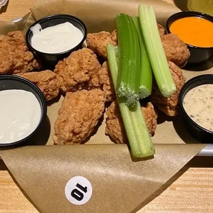 buffalo wings and celery sticks