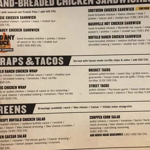 Wraps and salad menu portion