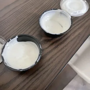 Amount of ranch you get when you order 3 sides.
