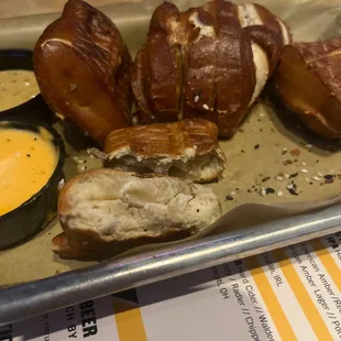 pretzel bites received uncooked on the inside.