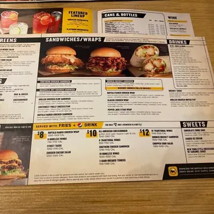 the menu for buffalo wild wings