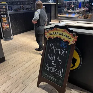 a sign in a restaurant