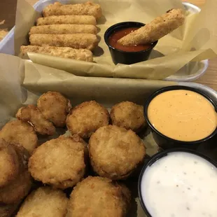 Mozzarella sticks and fried pickles