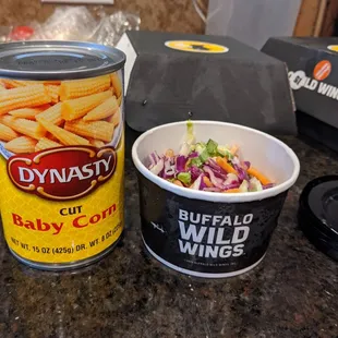 Standard veg can for scale. A half cup of slaw for FOUR BUCKS!