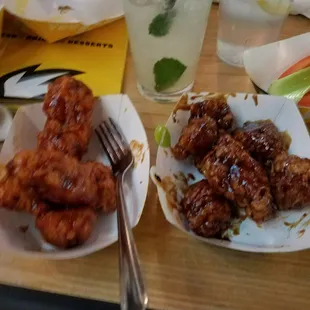 Boneless wings, teriyaki and honey bbq.