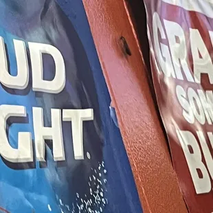 a close up of a sign