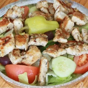 a bowl of chicken salad