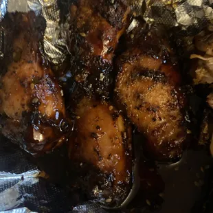 Burnt teriyaki wings
