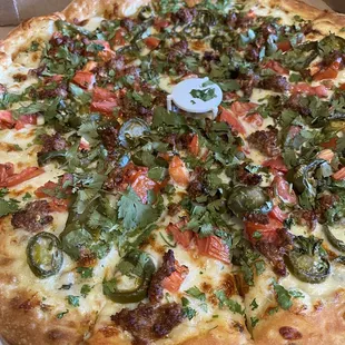 Mexican Pizza with white sauce (best pizza around!!!)