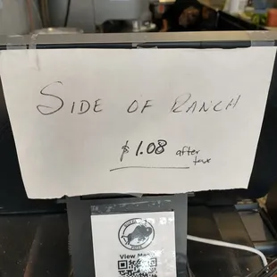 side of lunch sign