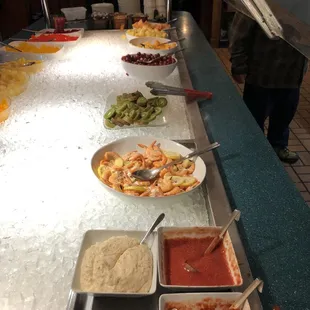 a variety of food items on a counter