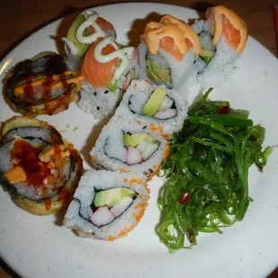 Sushi is basic but pretty decent.