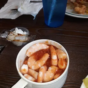 Another picture of shrimp, I let it marinate in a mixture of cocktail sauce and hot pepper oil!