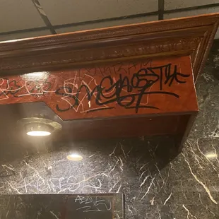 graffiti on the counter