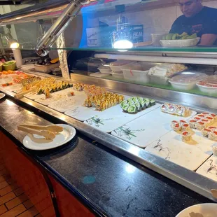 interior, sushi and sashimi