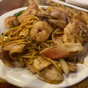 Food from the hibachi grill