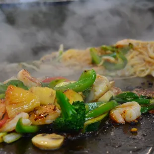 food being cooked on a grill