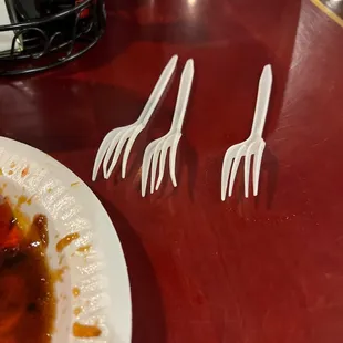 the forks are bent and the plates are paper and the service is horrible humiliated to sit at another table if they all look alike
