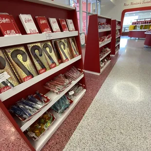 Buffett's chocolate bars, iconic candy cane in chocolate, sugar crystals, and chocolate coins