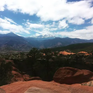 Beautiful and majestic Pikes Peak from Garden of the Gods.