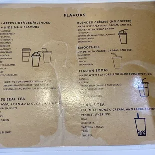 Flavor menu