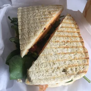 Pimento Cheese, spinach and bacon sandwich