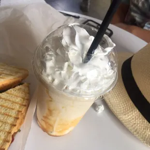 Frozen cold brew coffee with caramel and a hint of vanilla
