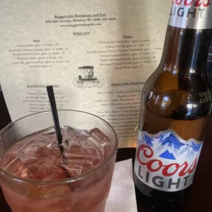 a cold beverage and a cold beverage