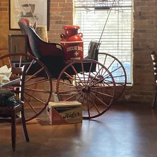 a horse drawn carriage in a living room