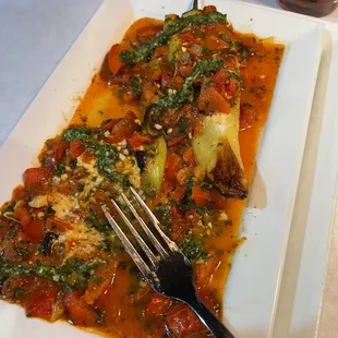 Ricotta stuffed Hungarian peppers.