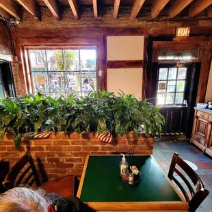 The front door and window.