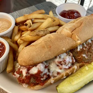 Meatball sub with fries - delicious
