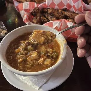 First spoon of gumbo!