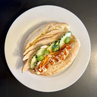 Chả lụa/Chả Chien from Bui Tofu on freshly homemade banh mi. This was so good!!!!