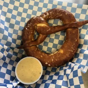 Soft Pretzel with Jalapeño Beer Cheese!