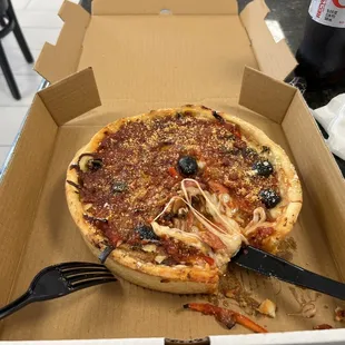 8&quot; deep dish. It is super thick and crust is delicious