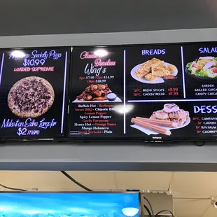 a menu on the wall