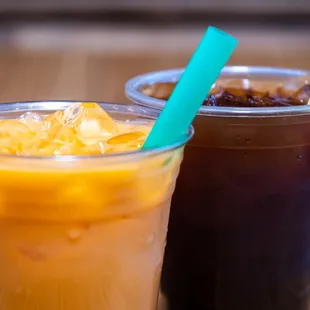 two drinks on a table