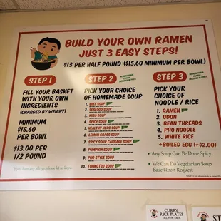 Instructions, and broth options.